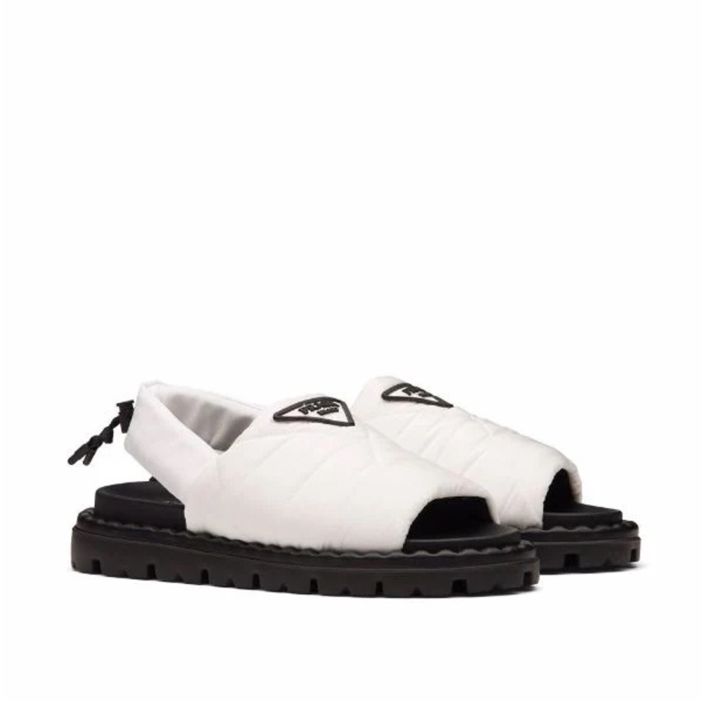 Prada nylon triangle-logo padded chunky sandals
